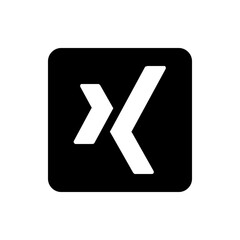 Poster - White chevron shapes forming an x symbol inside a black square with rounded corners in a simple design