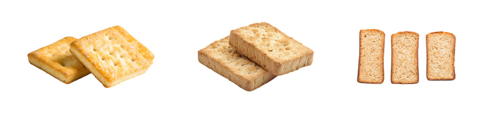 Poster - Different types of crispy bread slices displayed. isolated on transparent background