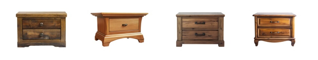 Poster - Several antique wooden chests of drawers displayed side by side. isolated on transparent background