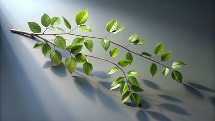 Poster - Isolated 3D Rendered Shadowy Leaf Branch Movement,  Dark Green Foliage, Nature Shade, PNG Background
