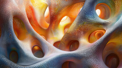 Poster - Intricate geometric patterns formed from interwoven colorful threads create a visually stunning abstract background with a mesmerizing texture and vibrant hues.