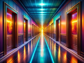 Poster - Perspective Illusion: Light & Receding Doorways - Architectural Photography