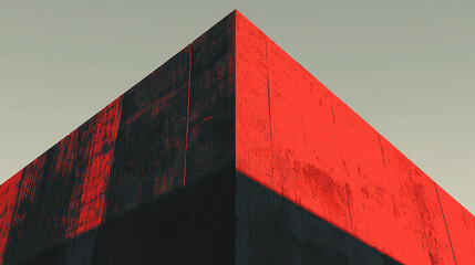 Poster - Abstract geometric architecture showcasing dynamic angles with bold contrast, highlighting the building's modern design and angular shape under daylight.
