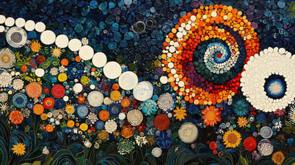 Poster - Vibrant s art features colorful spirals and playful swirls, evoking a sense of joy and wonder with its intricate, mesmerizing design and composition.