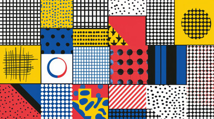 Poster - Bold geometric shapes and vibrant colors create an overlapping triangle pattern, conveying a dynamic and modern abstract design in a visually stunning artwork.