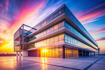 Poster - Soft Pastel Gradient Background Architectural Photography: Modern Building Exterior
