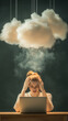 © desain - Stressed Woman with Cloud Computing Issues.