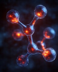 Wall Mural - A glowing futuristic molecular structure displayed on a dark background