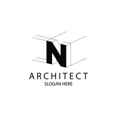 Poster - Letter N 3D logo architect for architecture and construction company