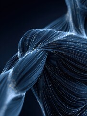 Fototapete - Abstract Lines Intertwine to Represent Muscle Groups in Dark Blue, Creating a Dynamic Visual of Strength and Form