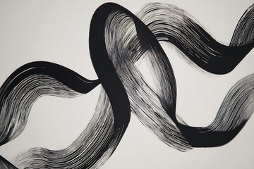 Poster - Dynamic interplay of curvilinear brushstrokes creating a monochrome abstract