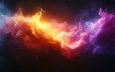a vivid abstract image of colorful clouds and celestial elements