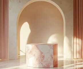 Aufkleber - Elegant pink marble display in arched alcove