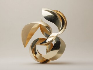 Poster - Golden Radiance: A Luminous Abstract Sculpture with Intertwined Circular Elements