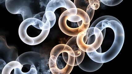 Poster - Abstract rings and smoke dance against a dark backdrop, evoking feelings of peace and mystery.