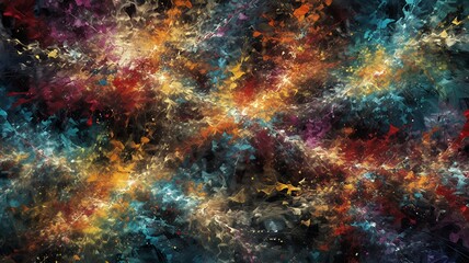 Poster - Abstract expressionism showcases a vibrant explosion of colors in a chaotic, energetic composition.