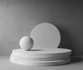 Aufkleber - Minimalist monochrome sphere and platform display