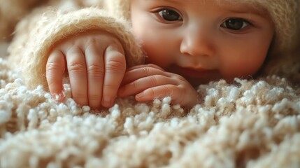 Close-up of baby exploring