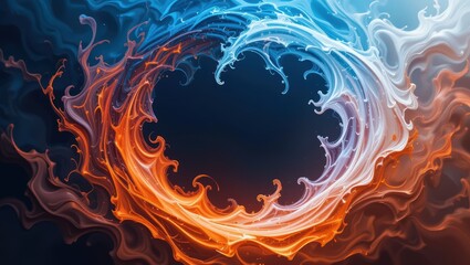 Canvas Print - abstract energy waves in vibrant orange and blue creating a dynamic circular motion