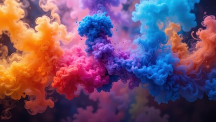 Canvas Print - colorful abstract smoke swirls creating dynamic fluid formation in ethereal background