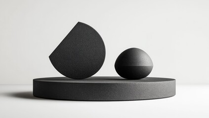 Aufkleber - Abstract black shapes on a circular platform