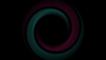 Fototapete - Blue and purple shiny linear twisted circles abstract futuristic tech background. Minimal geometric motion design. Video animation Ultra HD 4K 3840x2160