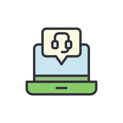Poster - Online Communication And Technical Support Represented By Laptop Icon