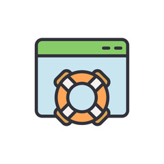 Poster - Online Assistance Illustration Featuring Lifebuoy Symbolizing Customer Care