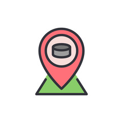 Poster - Hockey Arena Location Pin Icon On A Symbolic Ice Rink Area