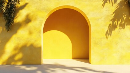 Aufkleber - Sunny yellow archway with palm shadows