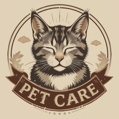  A charming illustration of a happy cat, symbolizing pet care and affection. Perfect for veterinary and pet service branding.