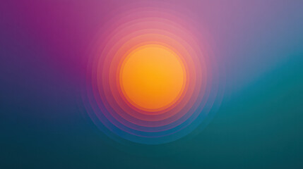 Poster - A colorful, abstract painting of a sun with a blue background. The sun is surrounded by a circle of different colors, creating a sense of movement and energy