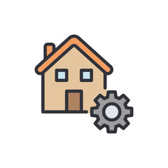 Poster - House Maintenance And Repair Services Icon Design With Gear Wheel