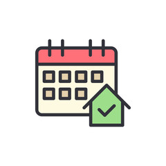 Poster - Scheduled Home Inspection With Calendar And House Icon Symbol