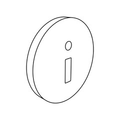 Poster - The outline of a large info symbol is made with black lines. 3D view of the object in perspective. Vector illustration on white background