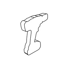 Poster - The outline of a large electric screwdriver symbol is made with black lines. 3D view of the object in perspective. Vector illustration on white background