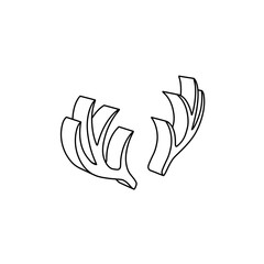 Poster - The outline of a large deer horns symbol is made with black lines. 3D view of the object in perspective. Vector illustration on white background