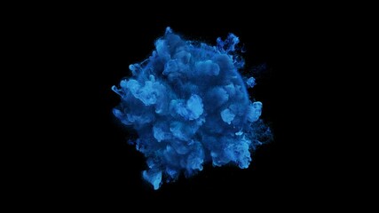 Poster - abstract blue smoke pulsates and swirls in a seamless loop against a dark background, perfect for vi