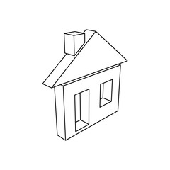 Poster - The outline of a large house symbol is made with black lines. 3D view of the object in perspective. Vector illustration on white background