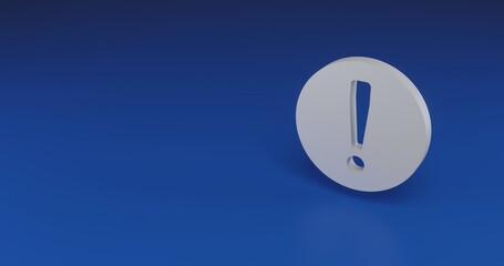 Poster - Isolated realistic white attention symbol with shadow. Located on the right side of the scene. 3d illustration on transparent background