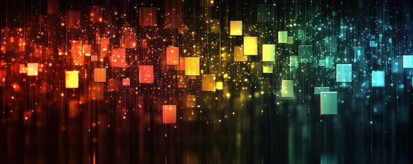 Poster - A colorful image of many small squares of different colors. The squares are arranged in a way that they look like they are floating in the air. The image has a dreamy and whimsical feel to it