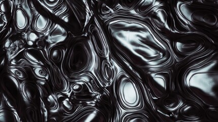 Poster - Abstract design of flowing, dark metallic shapes.