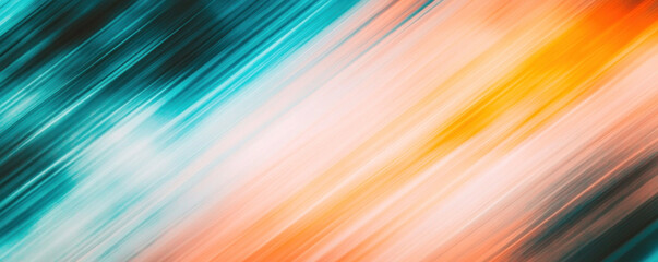 Poster - A colorful striped background with blue and orange colors. The stripes are of different sizes and are arranged in a way that creates a sense of movement and energy