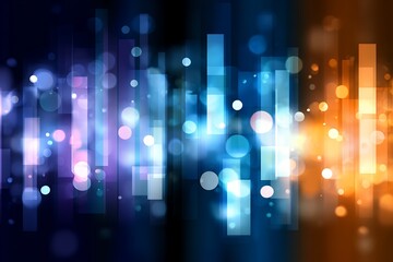 Poster - Abstract Blue and Orange Light Background with Vertical Lines and Bokeh