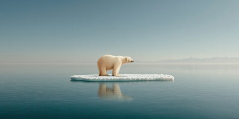 Aufkleber - Climate Crisis Visualized Minimalist Polar Bear Survival Narrative - Eco-Conscious Digital Media Campaign Highlighting Global Warmings Urgent Environmental Impact