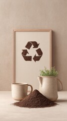 Poster - Eco-Minimalist Zero-Waste Design Concept Sustainable Coffee Ground Recycling for Climate-Conscious Branding and Environmental Marketing Narratives