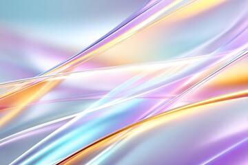 Fototapete - Abstract Iridescent Background with Flowing Pastel Lines and Bright Glowing Texture