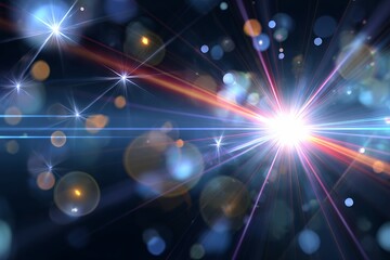 Poster - Abstract Light Burst Background with Blue Red and Orange Glowing Stars