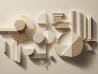 Poster - Elegant geometric shapes arrangement in muted tones creates a calming minimalist aesthetic