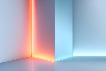 Poster - Abstract Neon Room with Orange and Blue Gradient Lighting